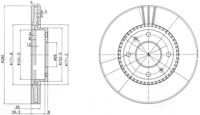 ON FREN AYNASI ELANTRA II 00 SONATA IV 2.0IE 16V - 2.7IE V6 01 - 04 280X26X4DLXHAVALI