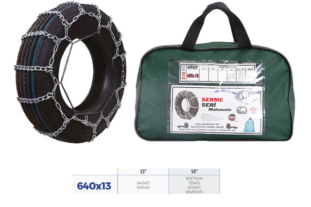 PATINAJ ZINCIRI BINEK VE HAFIF TIC.ARAC SERME 13 - 14 JANT 640X13 ZINCIR EBATLARI ICIN RESIME BAKINIZ