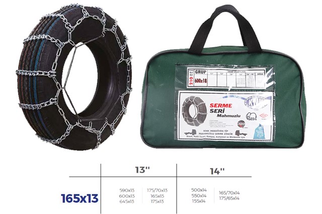 PATINAJ ZINCIRI BINEK VE HAFIF TIC.ARAC SERME 13 - 14 JANT 590X13 ZINCIR EBATLARI ICIN RESIME BAKINIZ