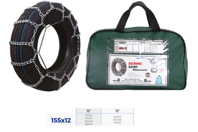 PATINAJ ZINCIRI BINEK VE HAFIF TIC.ARAC SERME 12 - 13 JANT 155X12 ZINCIR EBATLARI ICIN RESIME BAKINIZ