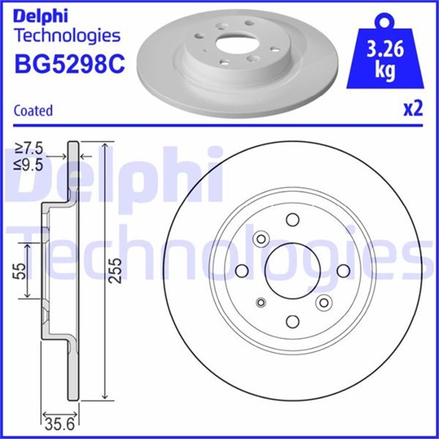 FREN DISKI CIFTLI PAKET - BOYALI. DELIKSIZ ARKA MAZDA 2 08/2014