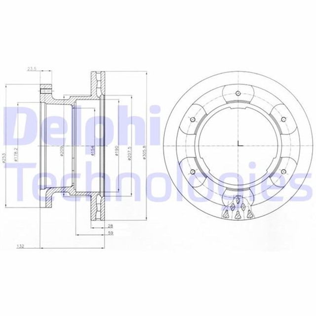 FREN DISKI TEKLI PAKET . DELIKLI ARKA IVECO DAILY 06/2006 12/2014