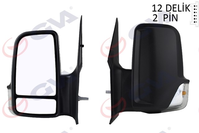 DIS DIKIZ AYNASI SOL CRAFTER 06 SPRINTER 06 MEKANIK SINYALLI CIFT CAM KONVEKS 2 FIS VM - 6049L