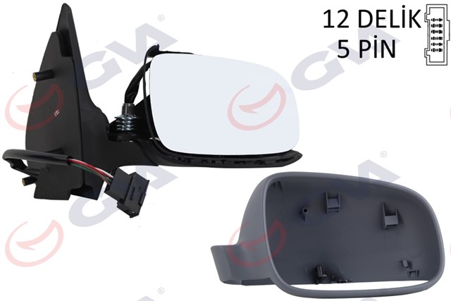 DIS DIKIZ AYNASI SAG POLO 00 ELEKTRIKLI ISITMALI ASTARLI ASFERIK 5 FIS VM - 192EHR