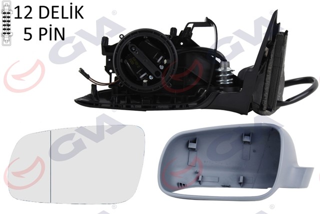 DIS DIKIZ AYNASI SOL PASSAT 97 ELEKTRIKLI ISITMALI ASTARLI ASFERIK 5 FIS VM - 189NAL