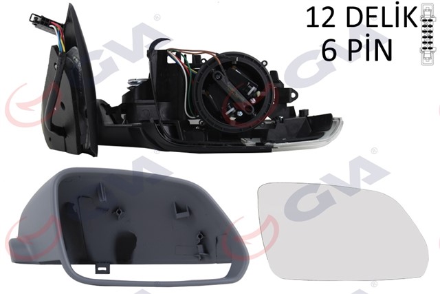 DIS DIKIZ AYNASI SAG OCTAVIA 04 ELEKTRIKLI ISITMALI SINYALLI ASTARLI KONVEKS 5 FIS VM - 605EHPR