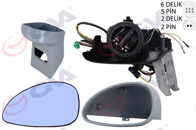 DIS DIKIZ AYNASI SOL C4 04 ELEKTRIKLI ISITMALI ASTARLI MAVI CAM KONVEKS VM - 503EHPL
