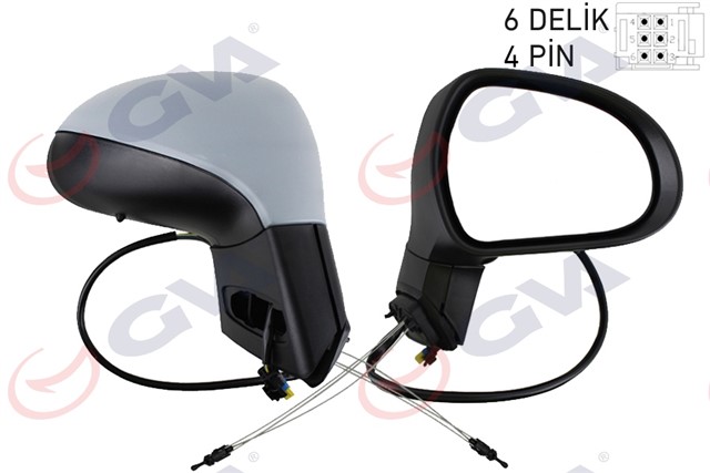 DIS DIKIZ AYNASI SAG 207 06 MEKANIK SINYALLI SENSORLU ASTARLI KONVEKS 4 FIS VM - 6207PSR