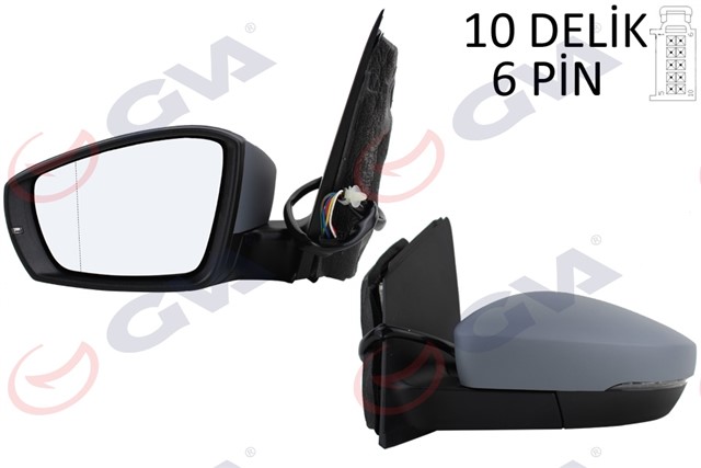 DIS DIKIZ AYNASI SOL POLO 09 ELEKTRIKLI ISITMALI ASTARLI ASFERIK 6 FIS VM - 388NEHPAL