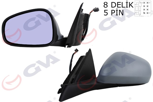 DIS DIKIZ AYNASI SOL GIULIETTA 10 ELEKTRIKLI ISITMALI ASTARLI MAVI CAM ASFERIK 5 FIS VM - 6413EHPAL