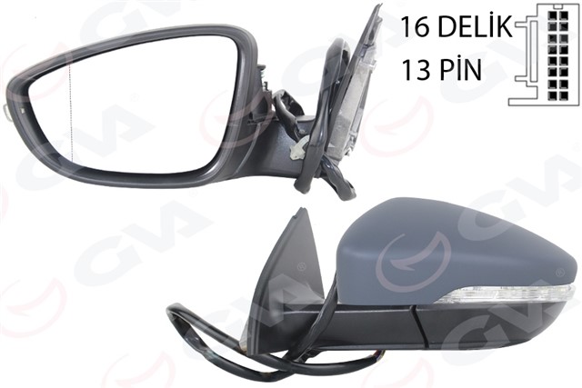 DIS DIKIZ AYNASI SOL PASSAT 11 ELEKTRIKLI ISITMALI KATLANIR C.SINYALLI HAFIZALI ASTARLI ASFERIK 13 FIS VM - 6194NEBCAL