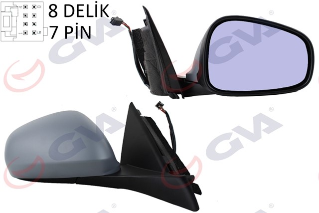 DIS DIKIZ AYNASI SAG MITO 09 ELEKTRIKLI ISITMALI SENSORLU ASTARLI MAVI CAM ASFERIK