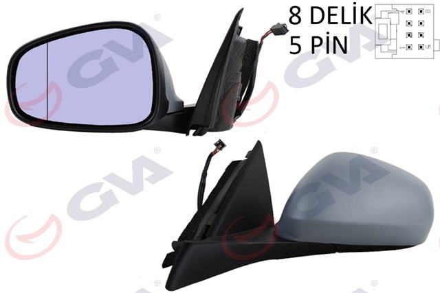 DIS DIKIZ AYNASI SOL MITO 09 ELEKTRIKLI ISITMALI ASTARLI MAVI CAM ASFERIK