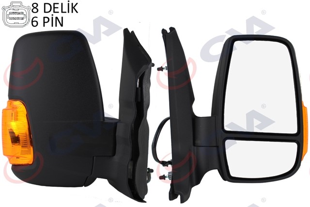 DIS DIKIZ AYNASI SAG TRANSIT V363 14 KISA KOL - KATLANMAZ ELEKTRIKLI ISITMALI SARI SINYALLI DESENLI KONVEKS 6 FIS VM - 6329NEHR