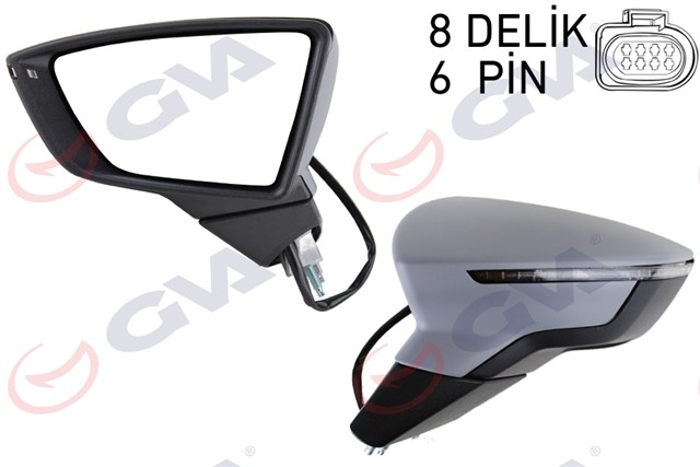 DIS DIKIZ AYNASI SOL LEON 12 ELEKTRIKLI ISITMALI SENSORLU SINYALLI ASTARLI KONVEKS VM - 367EHPL