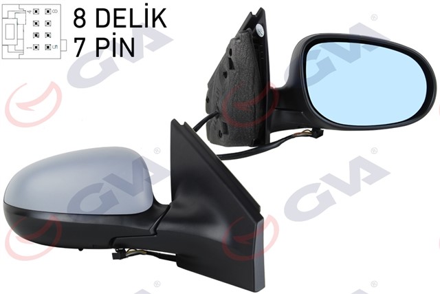 DIS DIKIZ AYNASI SAG BRAVO 07 - 14 ELEKTRIKLI ISITMALI MAVI CAM SENSORLU KONVEKS ASTARLI VM - 6160EHSR