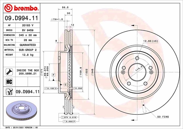 FREN DISKI GENESIS G70 IK 09/17 - - GENESIS G70 SHOOTING BRAKE IK 06/21 - - KIA STINGER CK 06/17 - 
