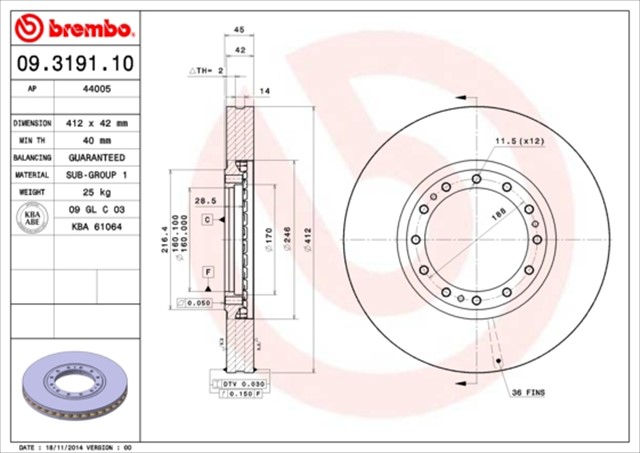FREN DISKI BREDAMENARINIBUS M 110/201/220 F