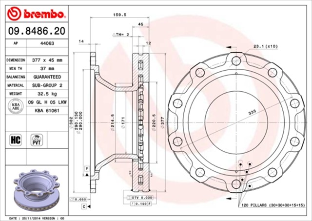 FREN DISKI BPW BERGISCHE ACHSEN AXLE SB 3745 SKH SERIES