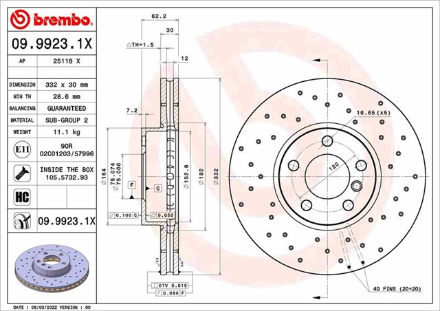 FREN DISKI BMW X5 E70 02/06 - 07/13 - BMW X5 F15. F85 08/13 - 07/18 - BMW X6 E71. E72 06/07 - 07/14 - BMW